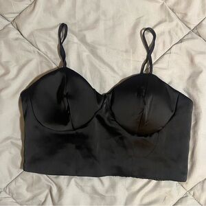 Sincerely Jules Black Satin Bra Top